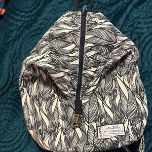 Kavu Black and White Leaf Print Backpack